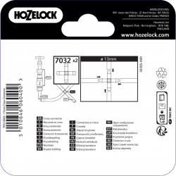 Raccord en croix pour tuyau de diametre 13mm pour arrosage automatique - HOZELOCK