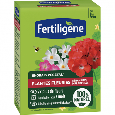 Engrais plantes fleuries géranium dipladénia - Etui de 650G - FERTILIGENE